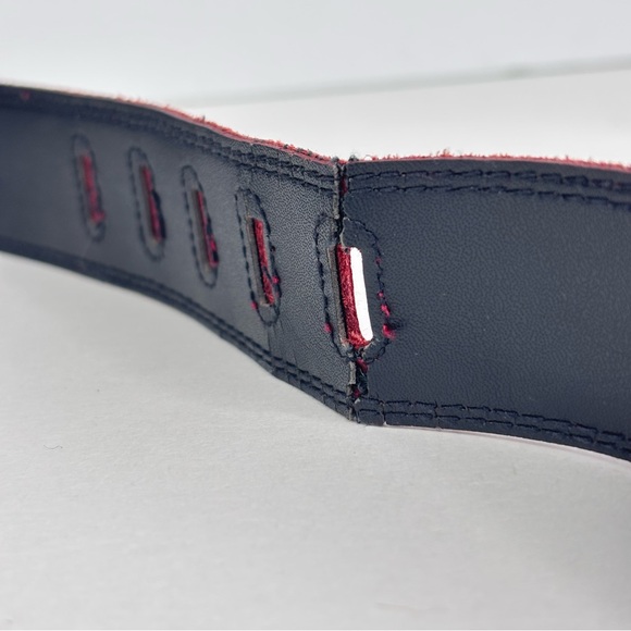 Express Red Suede Wide Retro Belt Curved Hammered Gold Buckle & Hardware Size M - Picture 7 of 13